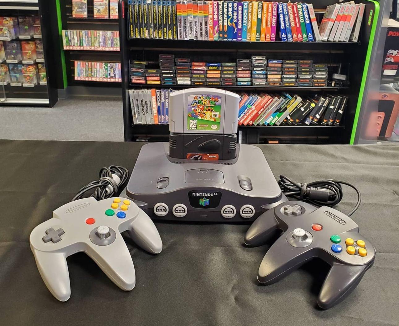 GameShark pass-through cartridge on a Nintendo 64